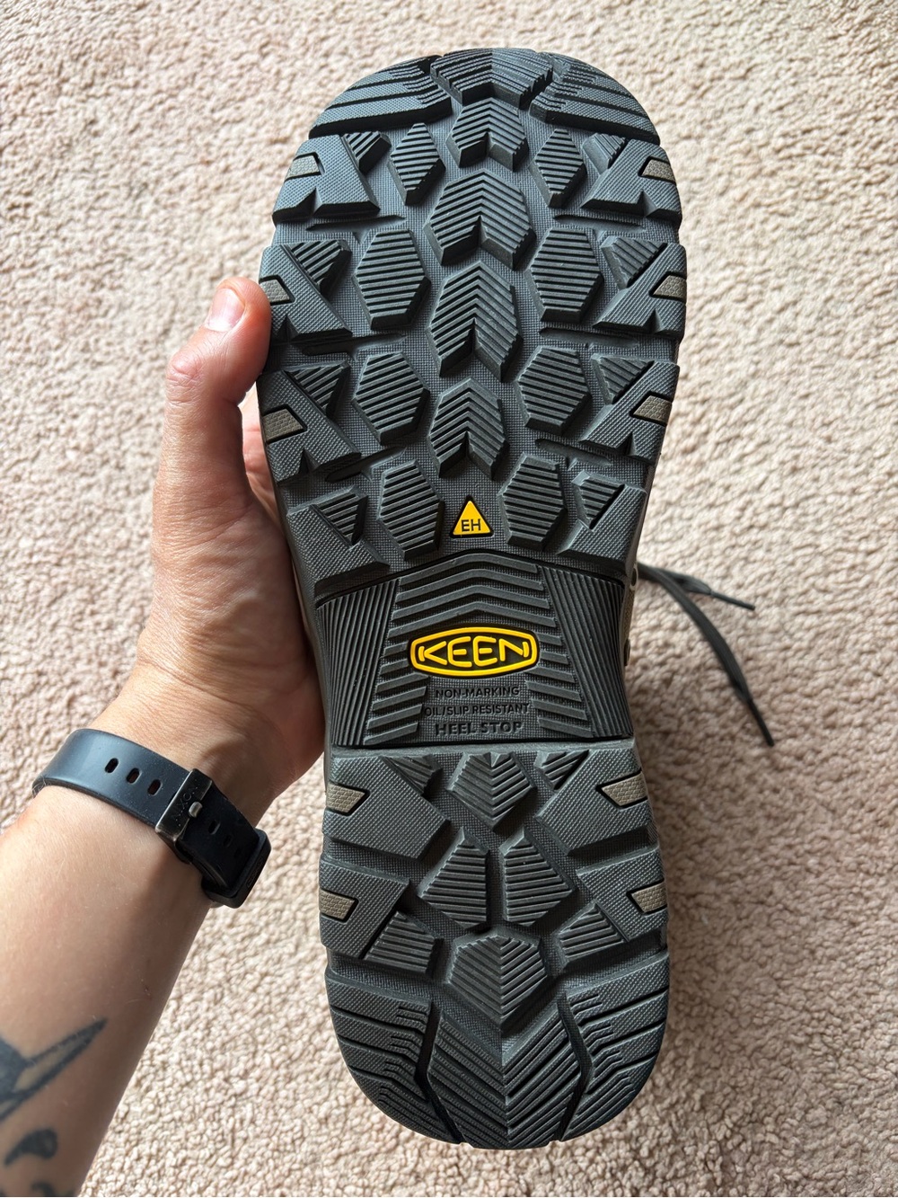 Keen Men's Olive and Brown Fold-Over Work Boots - Picture 4 of 9